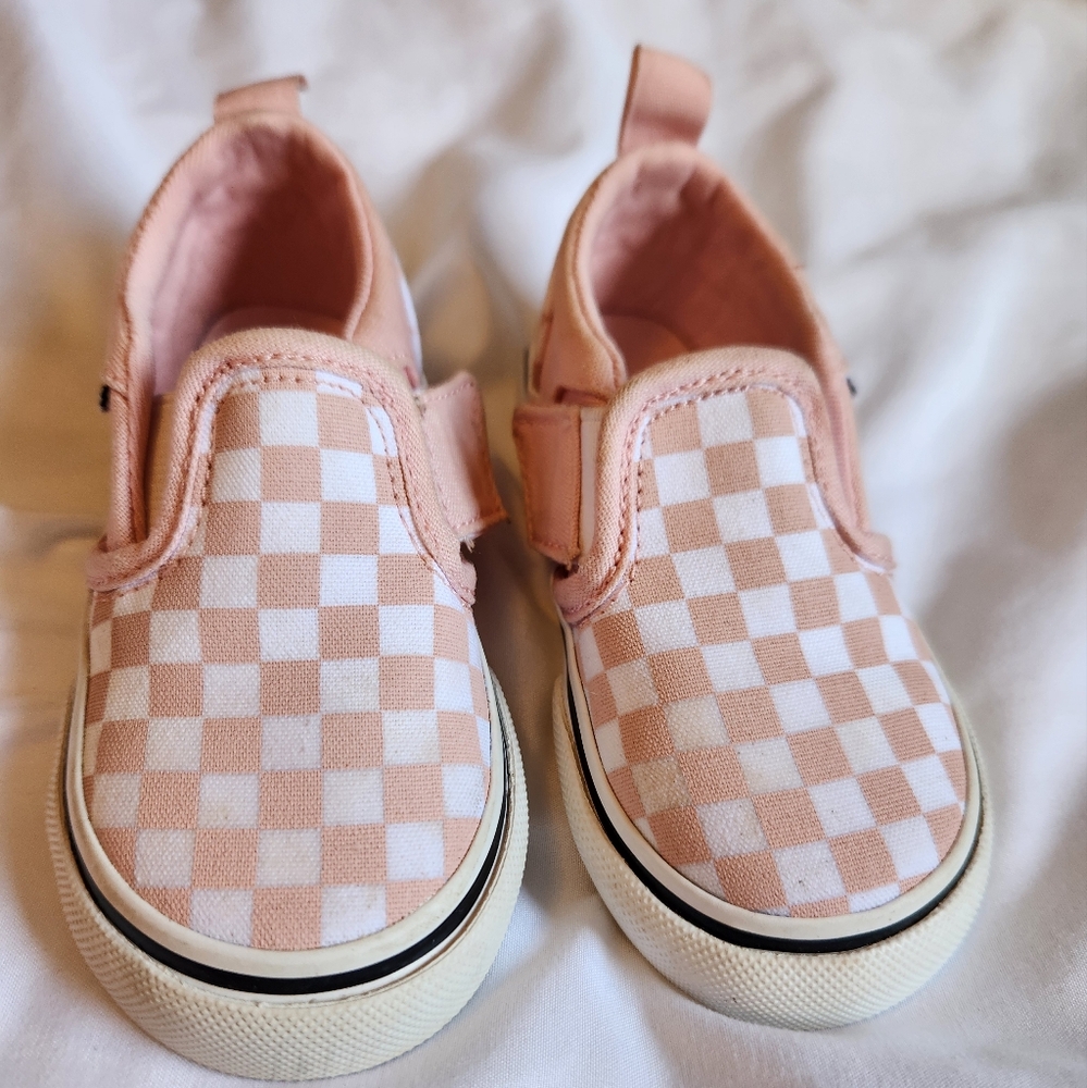 Toddler Checkered Slip-On Vans Shoes - Pink Size 6